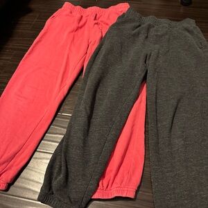 AE American Eagle Bundle of (2) Sweatpants Gray Coral Lounge Joggers Size Small